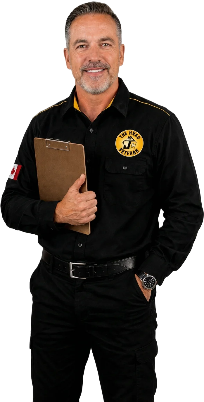 JC the HVAC Veteran holding a clipboard